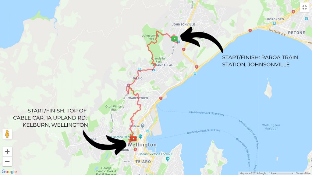 A map of the Northern Walkway route that shows the start and finish points.