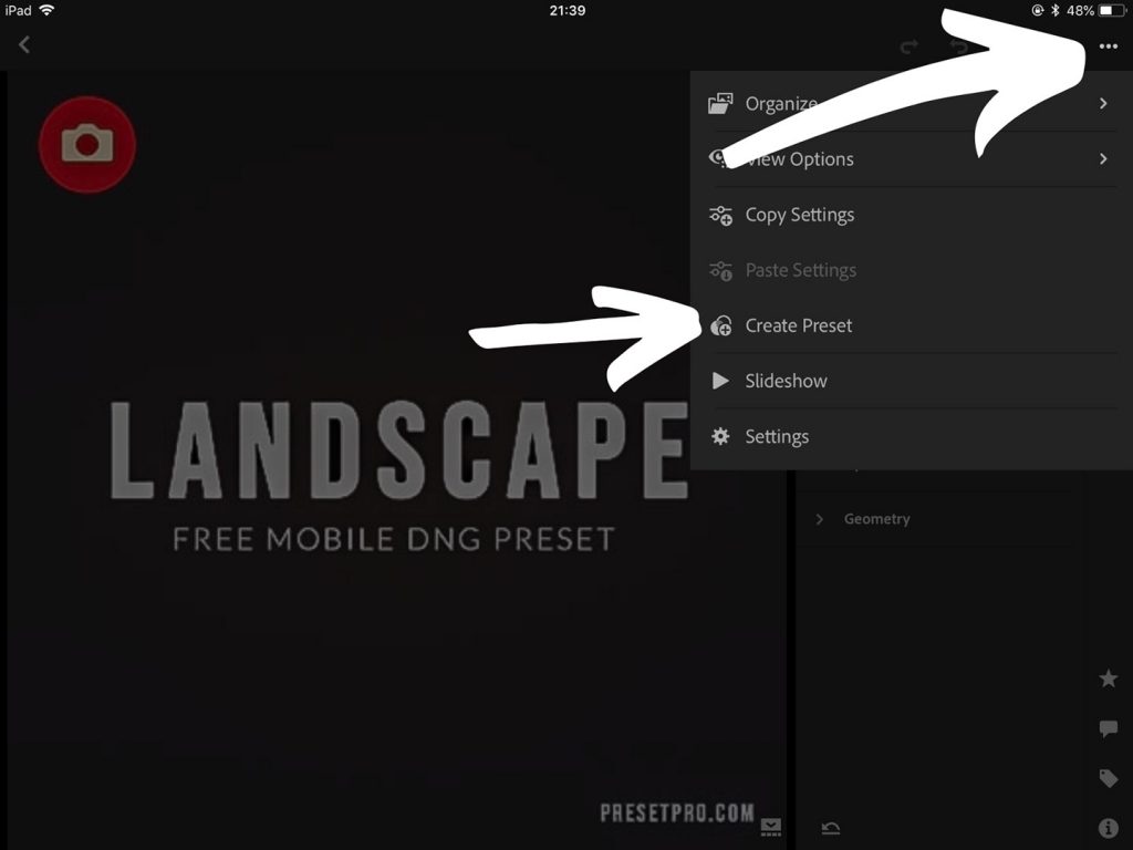 A printscreen showing step 5 of Lightroom presets how to install on Lightroom mobile